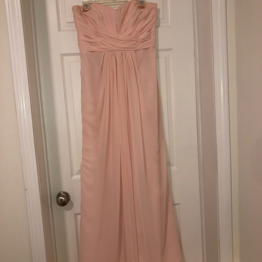 Pink David’s Bridal bridesmaid dress